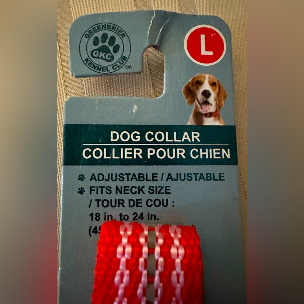 NWT GKC dog collar large 18”-24” in red and pink
